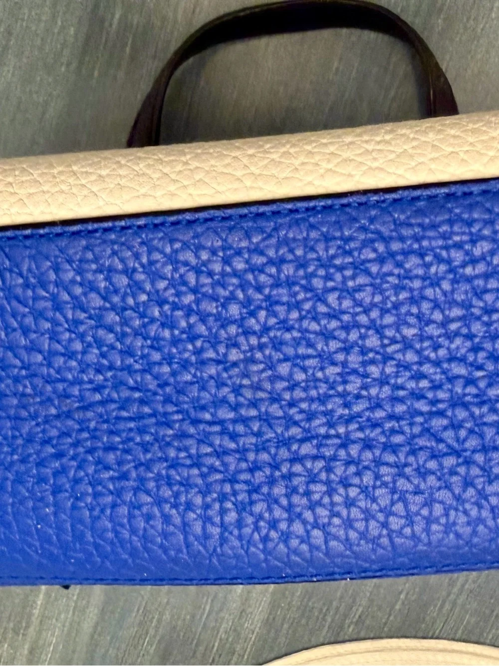 kate spade Two-Tone Royal Blue and Cream Leather Satchel with Black Accents
